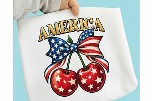 Faux Yarn Patriotic America Cherry, an Illustration by designcity5