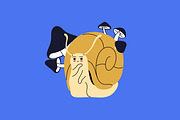 Cute, funny snails set + backgrounds, an Animal Illustration by PaperTrident (Thumbnail 15 of 26)