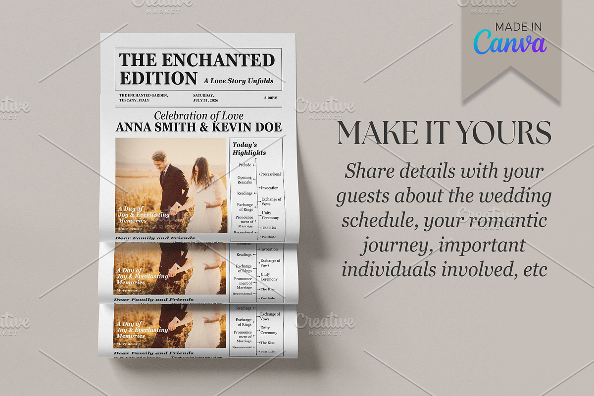 2 Page Canva Wedding Program, an Invitation Template by Oshin Design (Photo 4 of 6)