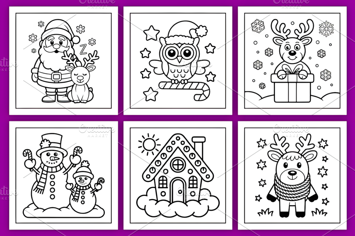 Bold & Easy Christmas Coloring Pages, a Seasonal Illustration by Design Station (Photo 3 of 4)