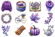Watercolor Lavender Fall Clipart, an Illustration by Designworld (Thumbnail 2 of 6)