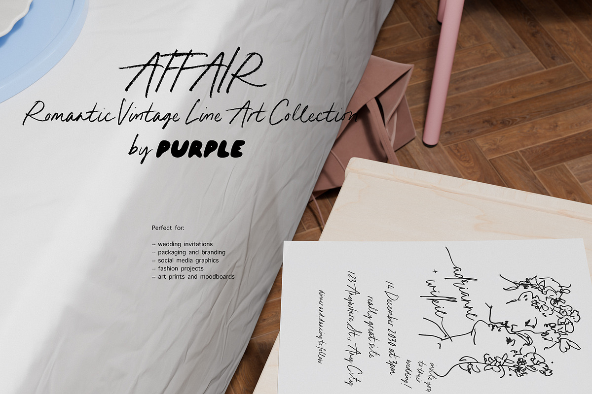 Affair: Romantic Vintage Line Art, a Decorative Illustration by Purple (Photo 8 of 13)