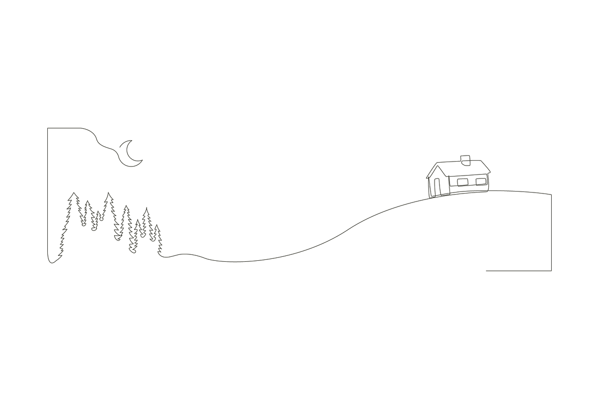 Cottage continues line art, a Background Graphic by lawoel (Photo 3 of 3)