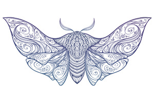 Mystic Moth Vector Illustration.