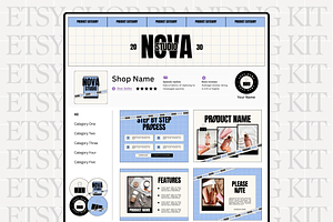 Minimal Blue Etsy Shop Kit Template