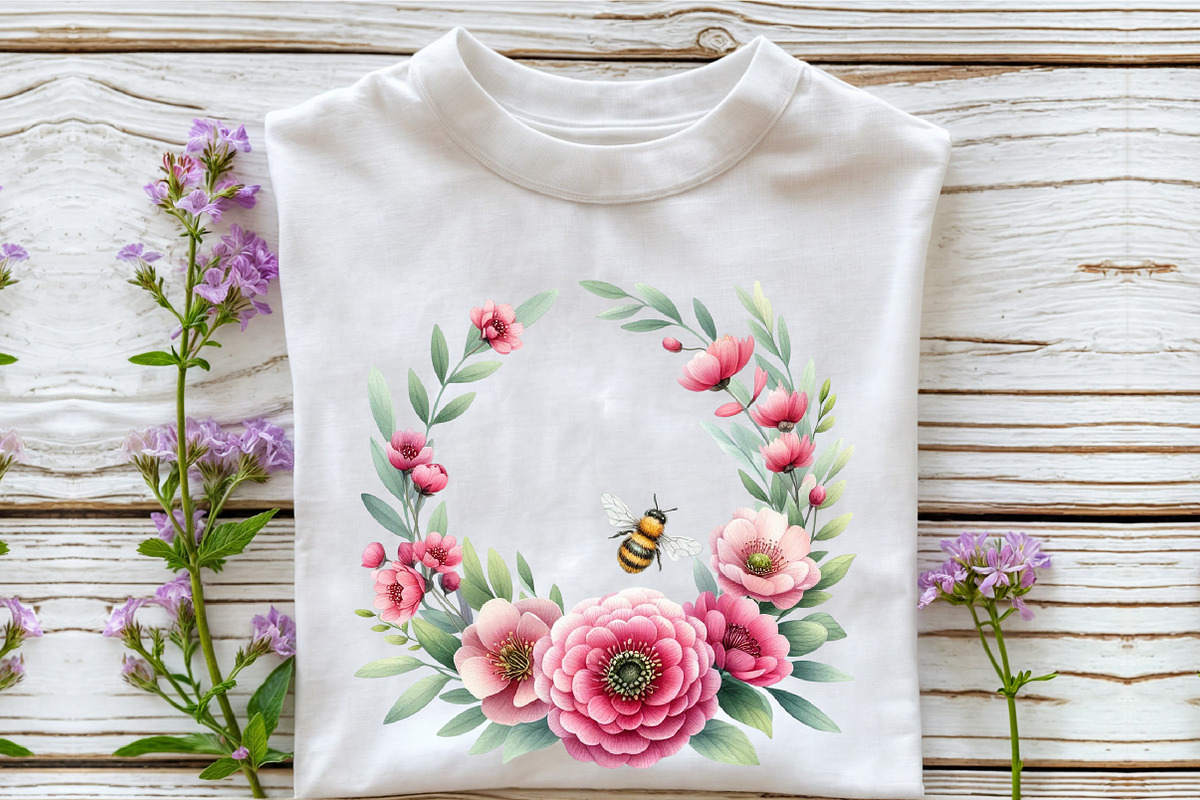 Pink Summer Bees Garden Clipart, an Illustration by Rose Art (Photo 5 of 8)