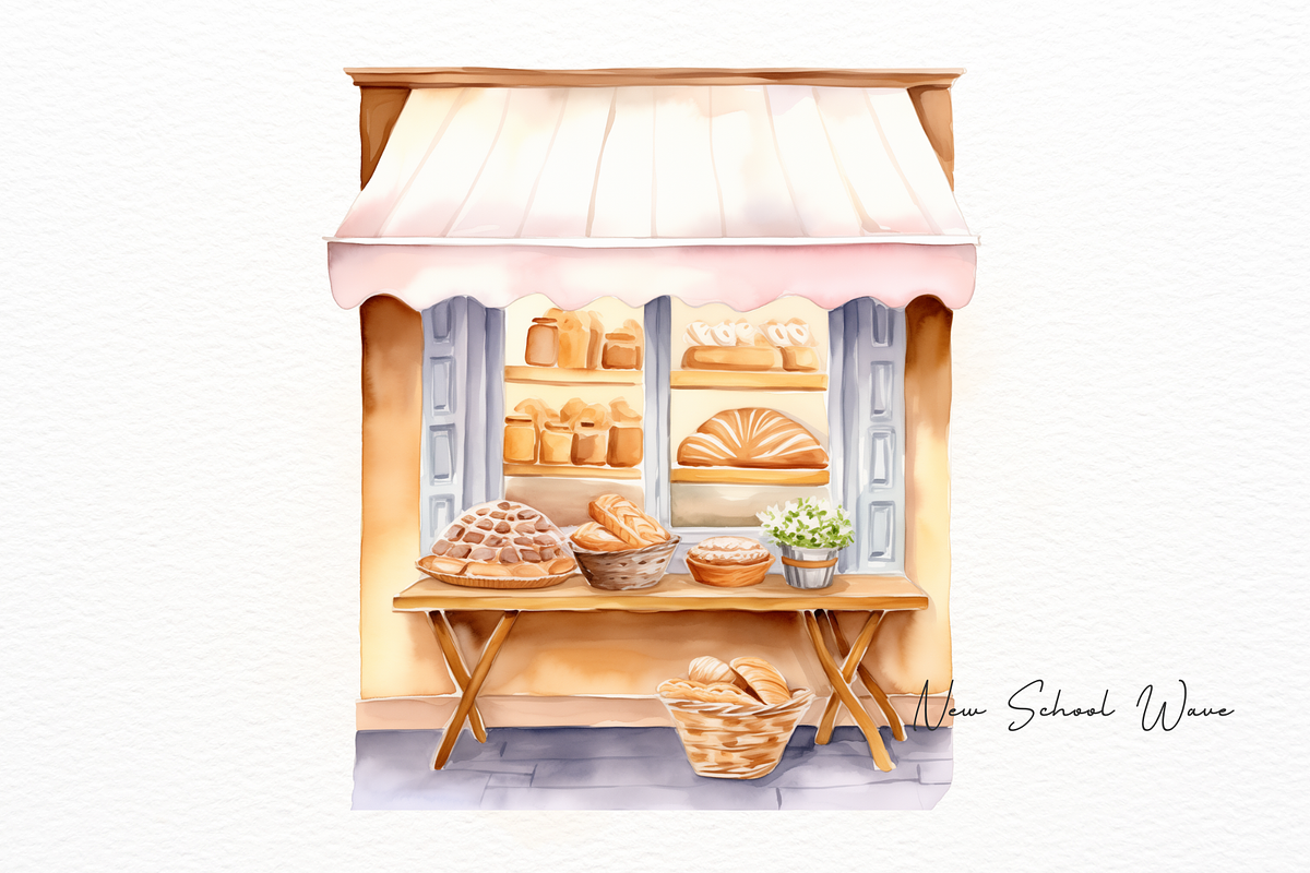 Bakery Storefront Watercolor Clipart, a Work Illustration by New-School-Wave (Photo 4 of 5)