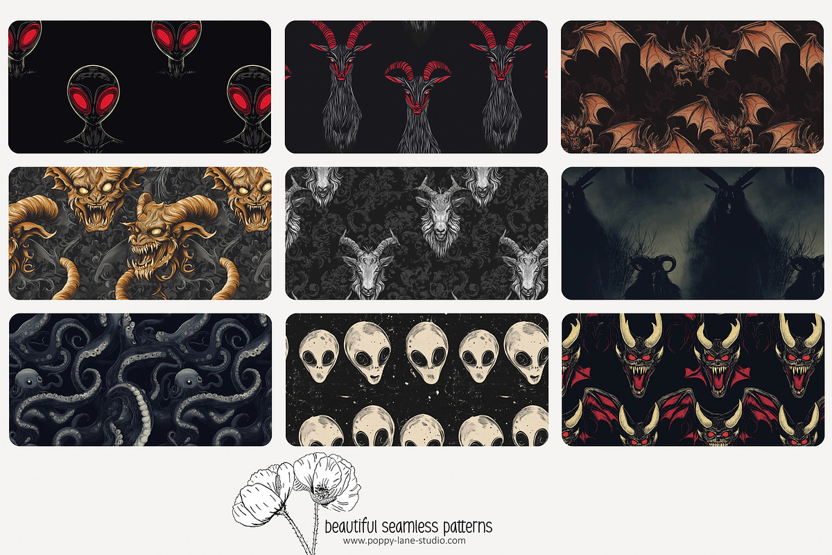 70 cryptid seamless pattern, a Pattern Graphic by Poppy Lane Studio
