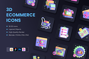 3D eCommerce Icon Set, an Object 3D Model by Flat Icons (Thumbnail 1 of 8)
