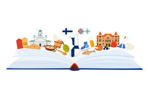 Finnish culture elements and famous, an Education Illustration by Flashvector