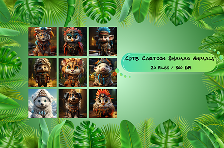 Cute Cartoon Shaman Animals, a Wallpaper Graphic by Whiskey Bee Boutique