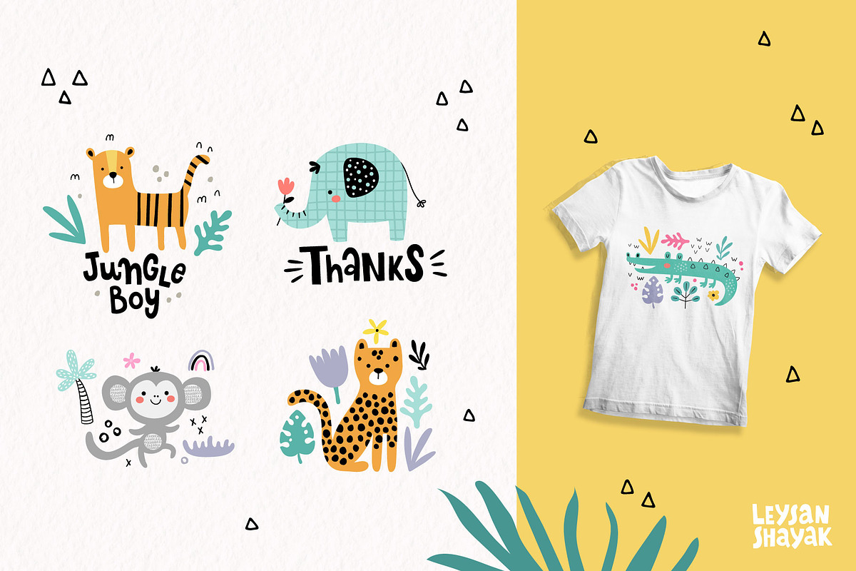 Jungle animals kids clipart set, an Animal Illustration by Leysan Shayak (Photo 6 of 9)