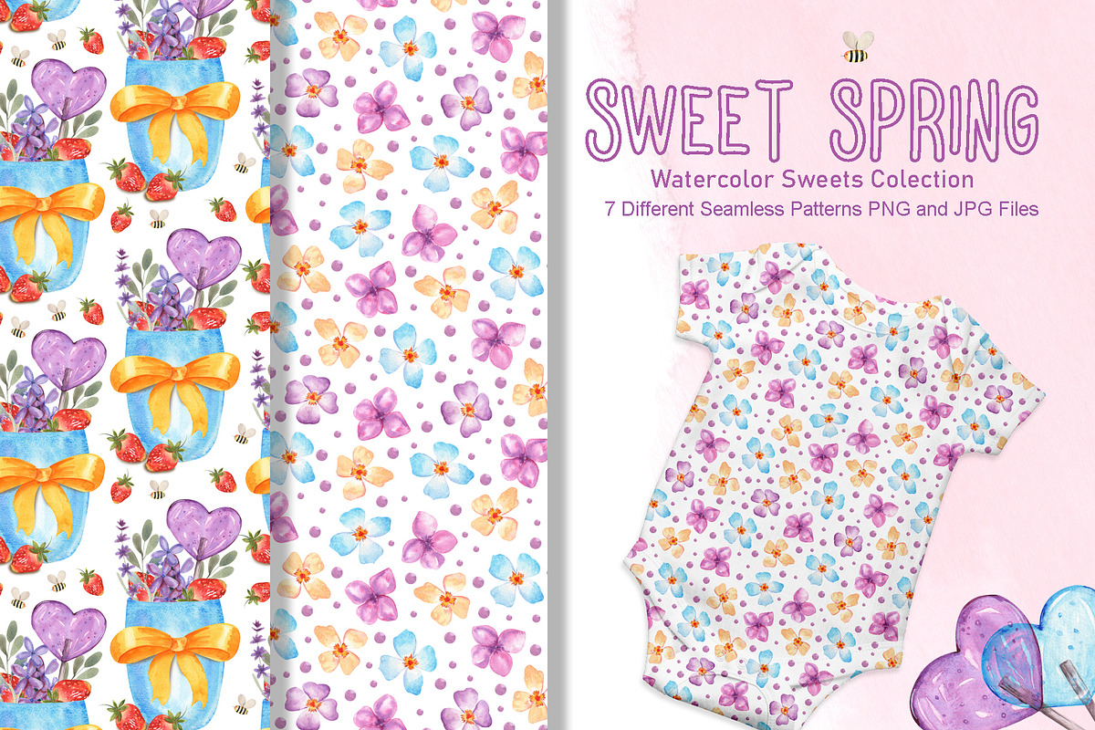 Sweet Spring Watercolor Collection, an Illustration by TanataDesign (Photo 7 of 9)