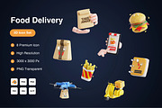 Food Delivery 3D Icons Set, a Food & Drink 3D Model by Kmg Design (Thumbnail 1 of 2)