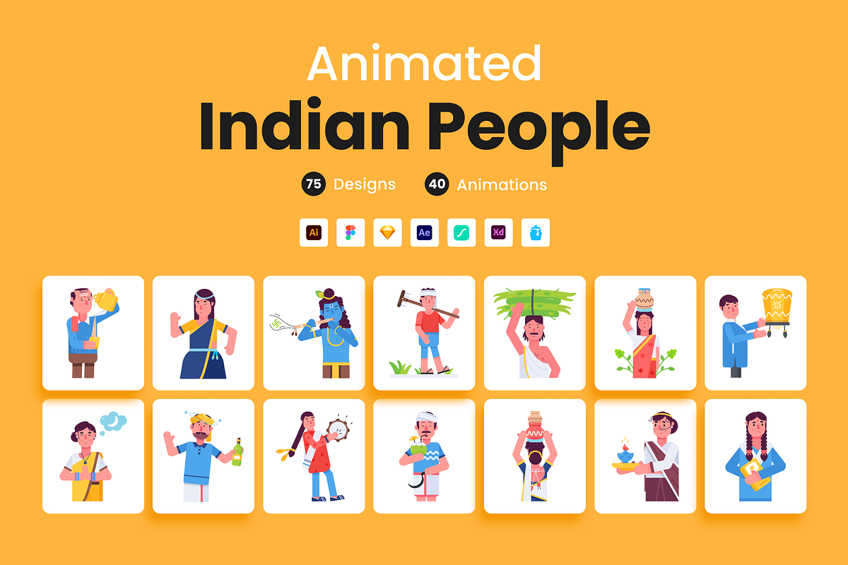 Animated Indian People Icons, a Duotone Icon by Prosymbols (Photo 1 of 10)