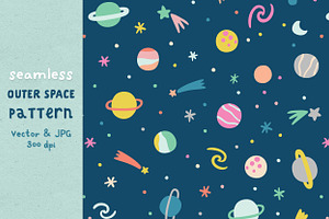 Outer Space Seamless Vector Pattern