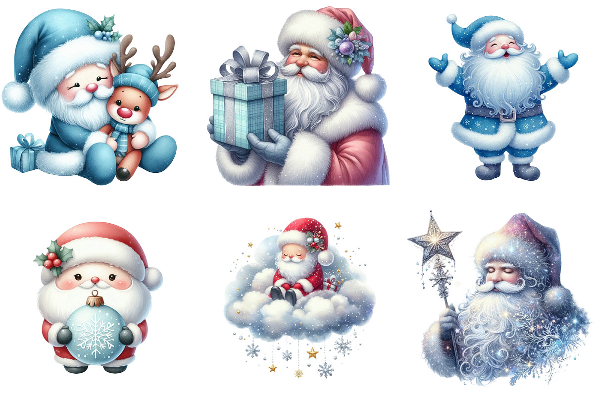 Blue Santa Claus Clipart, an Illustration by DreamArtGraphic (Photo 3 of 5)