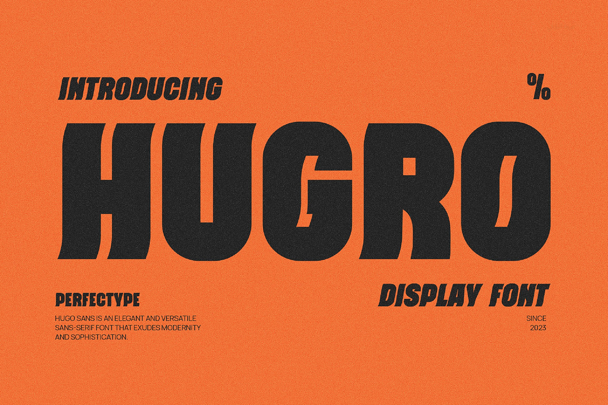 Hugro Modern Futuristic Sans Serif, a Sans Serif Font by Perfectype (Photo 1 of 7)