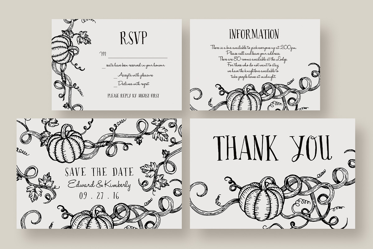 Halloween Pumpkin Wedding Suite, an Invitation Template by Knotted Design (Photo 5 of 6)