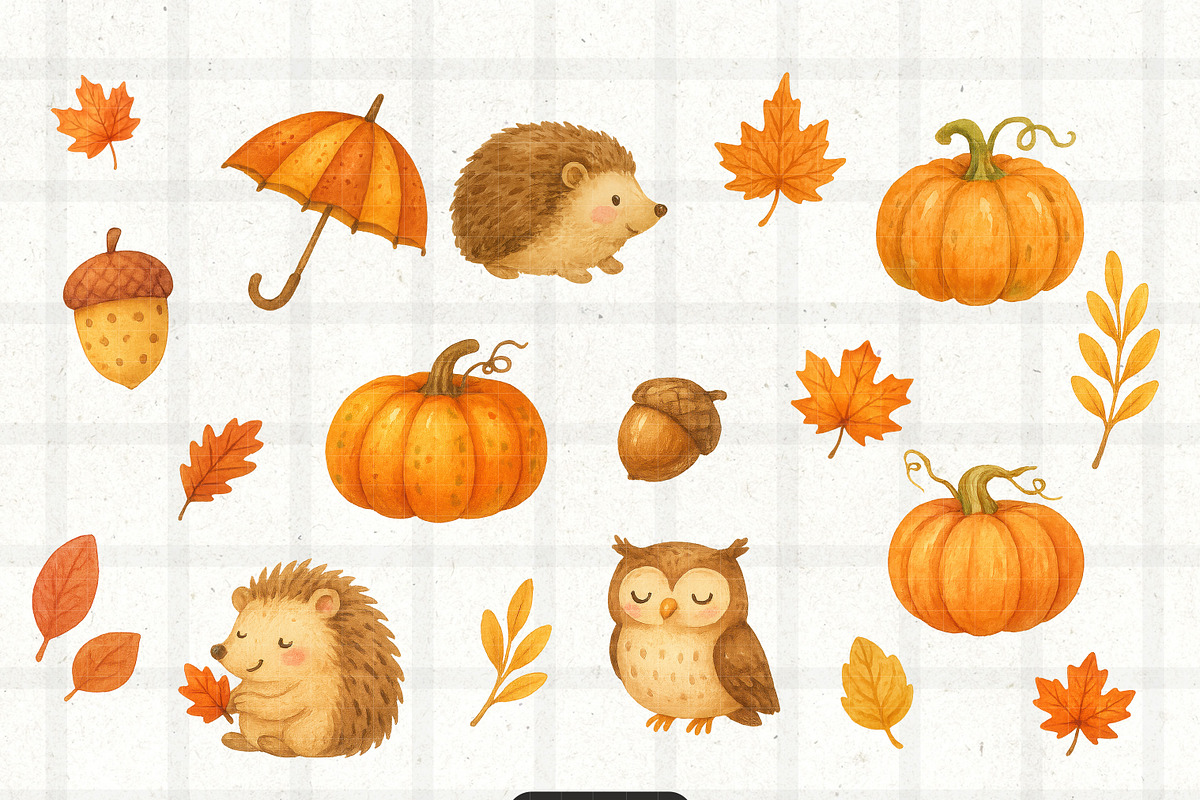 Autumn Elements - Cute Fall PNG, an Animal Illustration by PaintPixelCo (Photo 2 of 10)