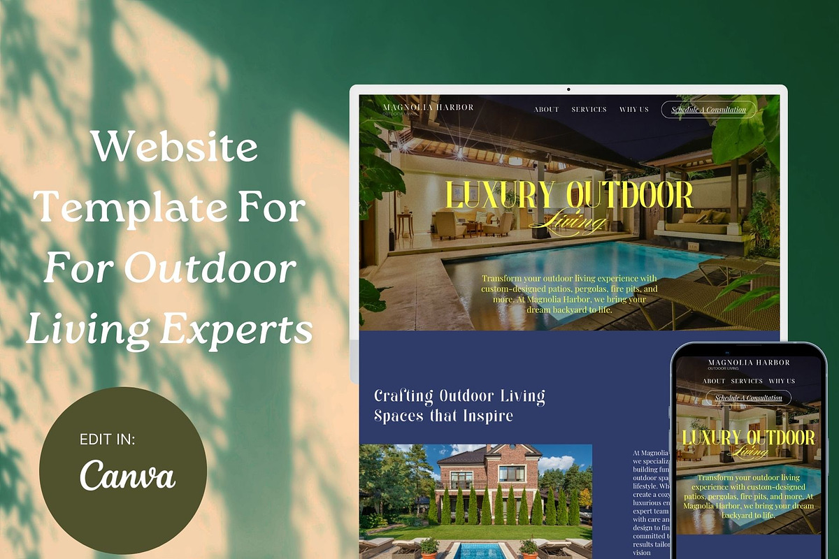 Outdoor Living Canva Website, a Landing Page Template by Oranja Studio (Photo 1 of 3)