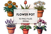 Flower Pot Clipart Garden PNG Art, a Decorative Illustration by QM_ART (Thumbnail 1 of 7)