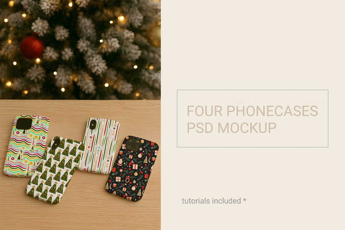 FOUR PHONECASES PSD MOCKUP, an iPhone Mockup by jenartstudio (Photo 2 of 2)