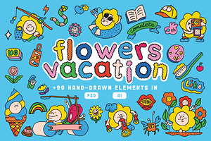 FLOWERS VACATION Hand Drawn Graphics