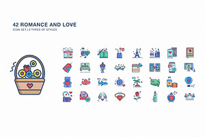 Romance And Love Icon Set