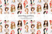 Boho girls seamless pattern, a Pattern Graphic by Pink Studio Art (Thumbnail 1 of 4)