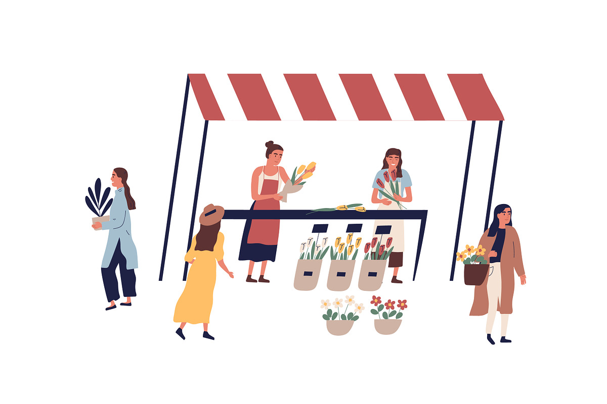 Flower market, outdoor florist shop, a Person Illustration by Good Studio (Photo 1 of 3)