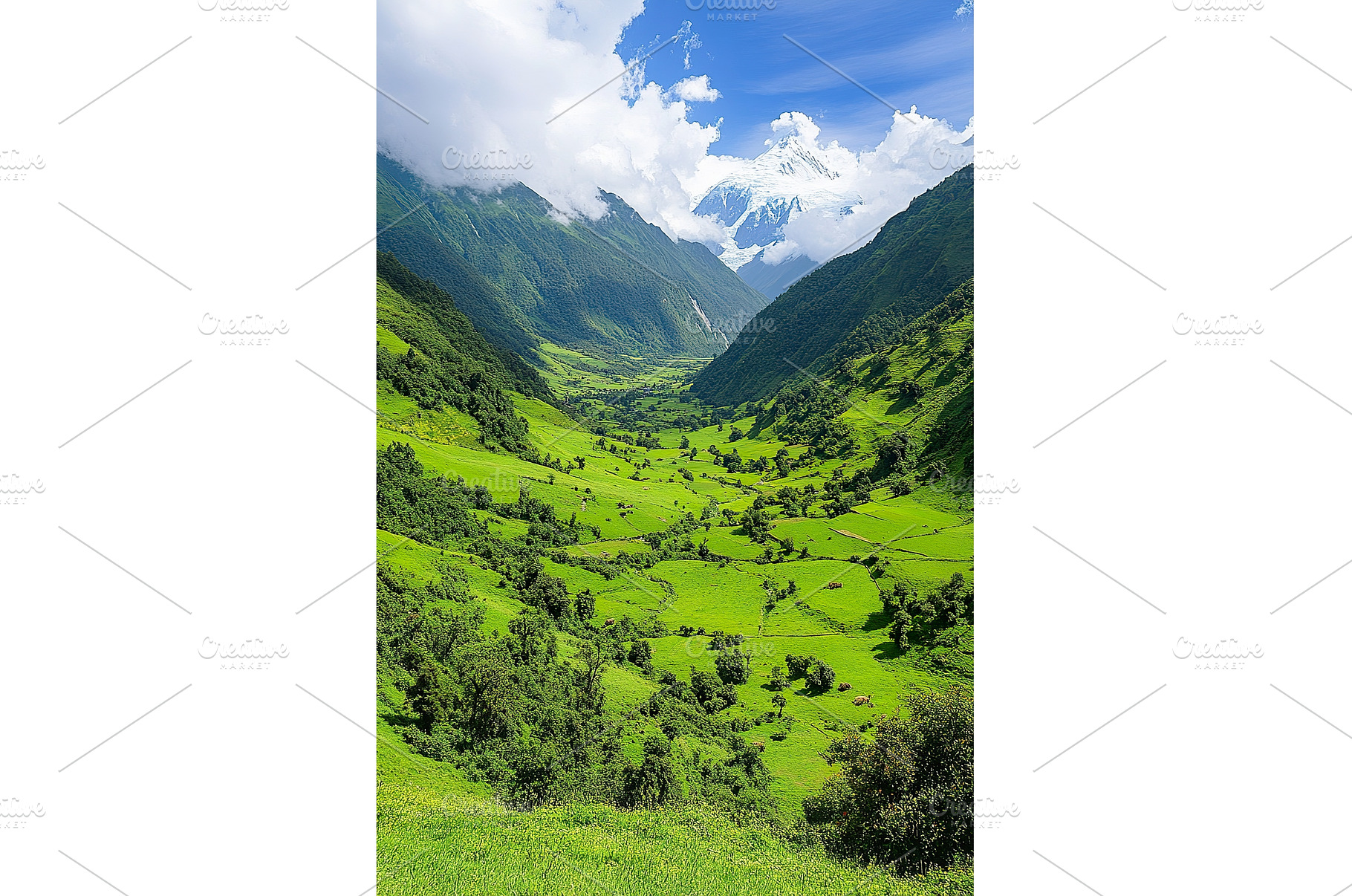 Verdant Valley with Distant Snowy, a Nature Photo by Lermont51