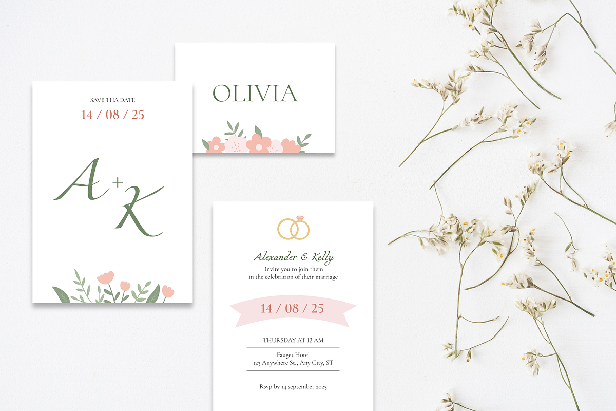 Delicate Wedding Invitation Set, a Design Template by Ollyta May (Photo 9 of 13)