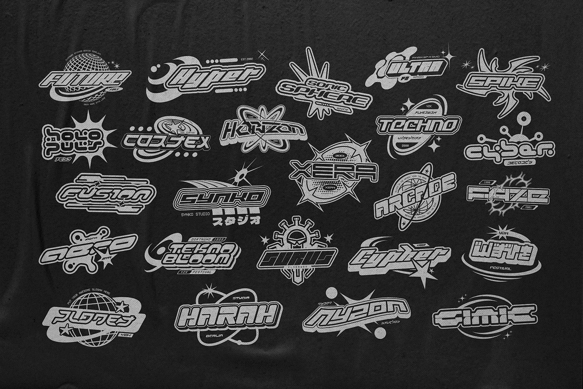 Y2K Logotype Bundle, a Branding & Logo Template by FLYERWRK (Photo 4 of 8)