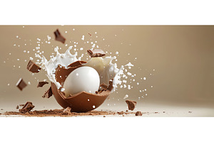 Egg inside exploding chocolate shell, a Food & Drink Photo by piter.goskov