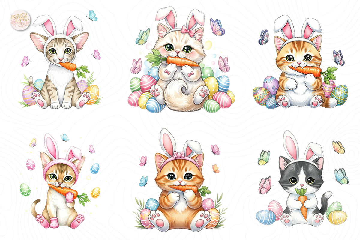 Easter Bunny Cats PNG Clipart Cute., an Animal Illustration by KennedyStudio (Photo 3 of 5)