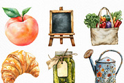 Watercolor Farmers Market Clipart, an Illustration by Craft Nest (Thumbnail 2 of 6)