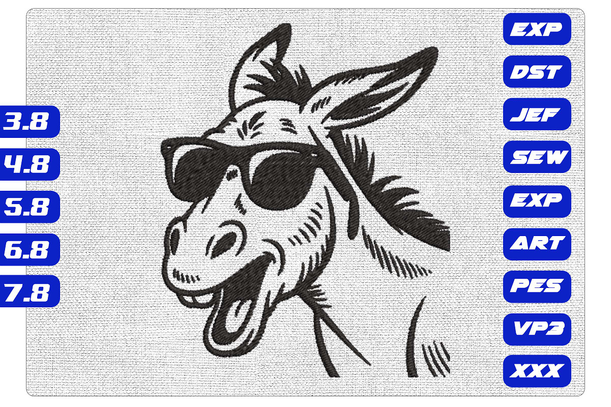 Funny Donkey with Glasses Embroidery, an Illustration by Purpose Ekbal (Photo 1 of 3)