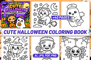 BOLD EASY CUTE HALLOWEEN COLORING, a Seasonal Illustration by Design Station