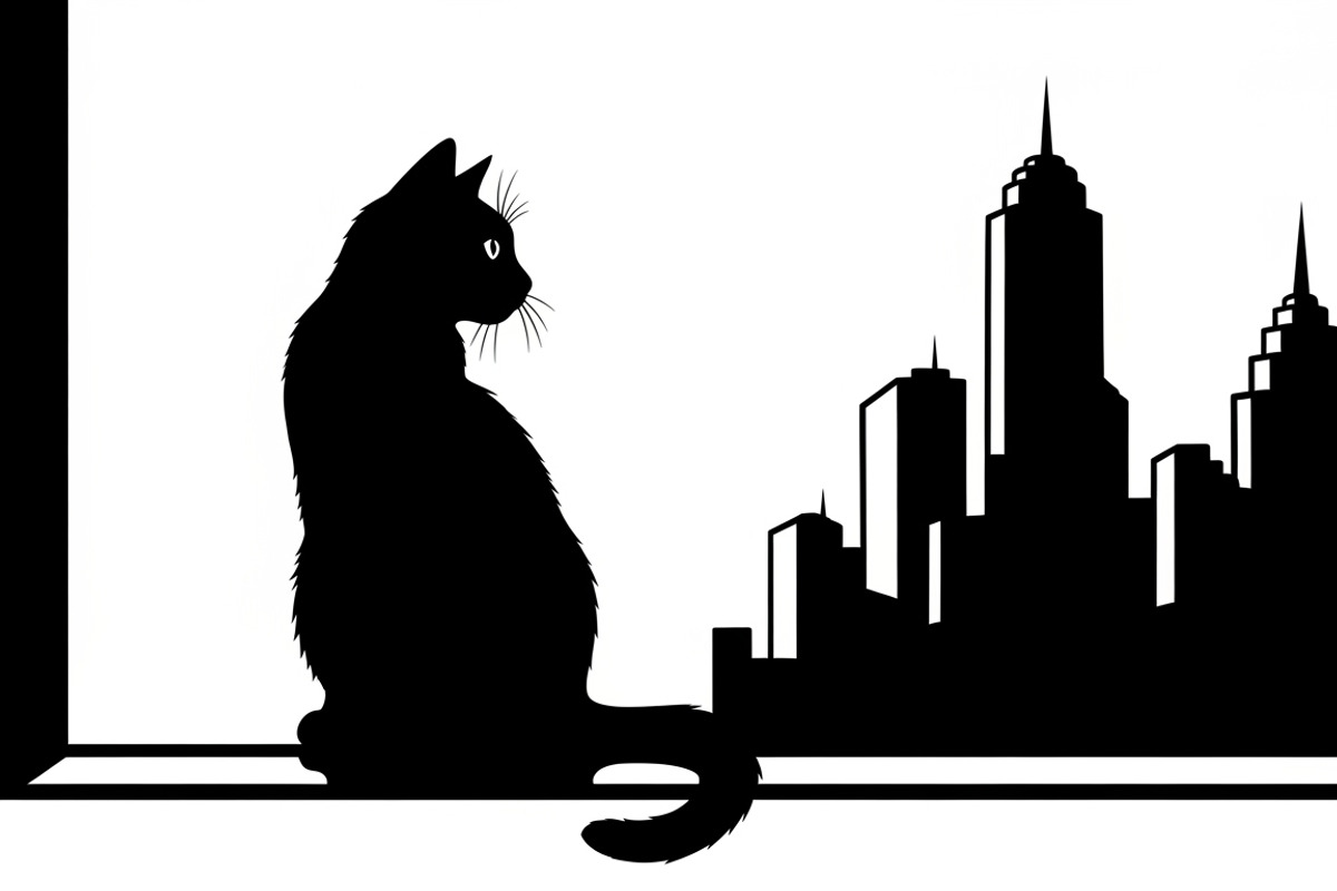 cat sitting by window silhouette, an Illustration by Amazin_art (Photo 25 of 25)