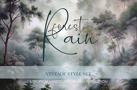 Tropical rainforest graphic set, a Wallpaper Graphic by FleurArt