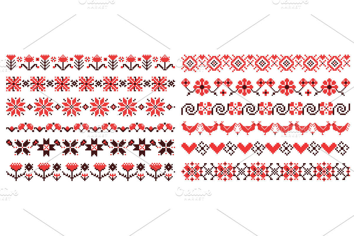Ukrainian embroidery dividers, an Illustration by winwin.art