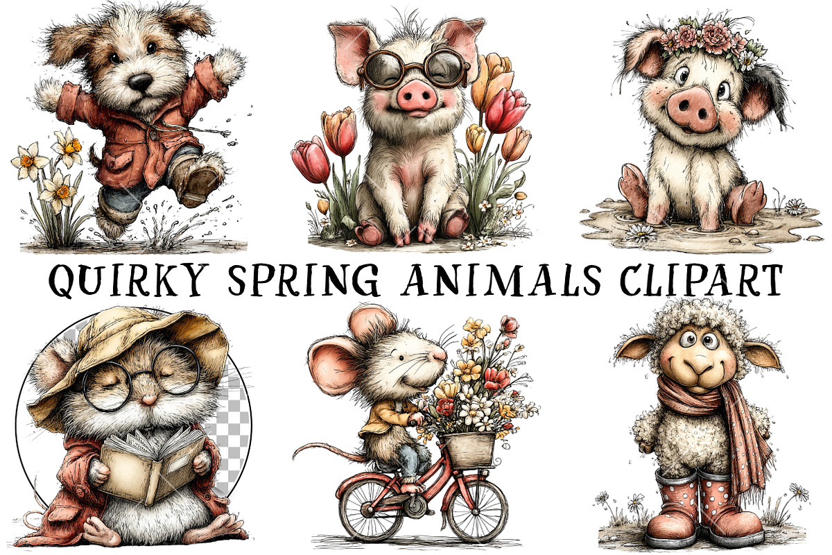 Quirky Spring Animals Clipart, an Illustration by OK Design (Photo 2 of 6)