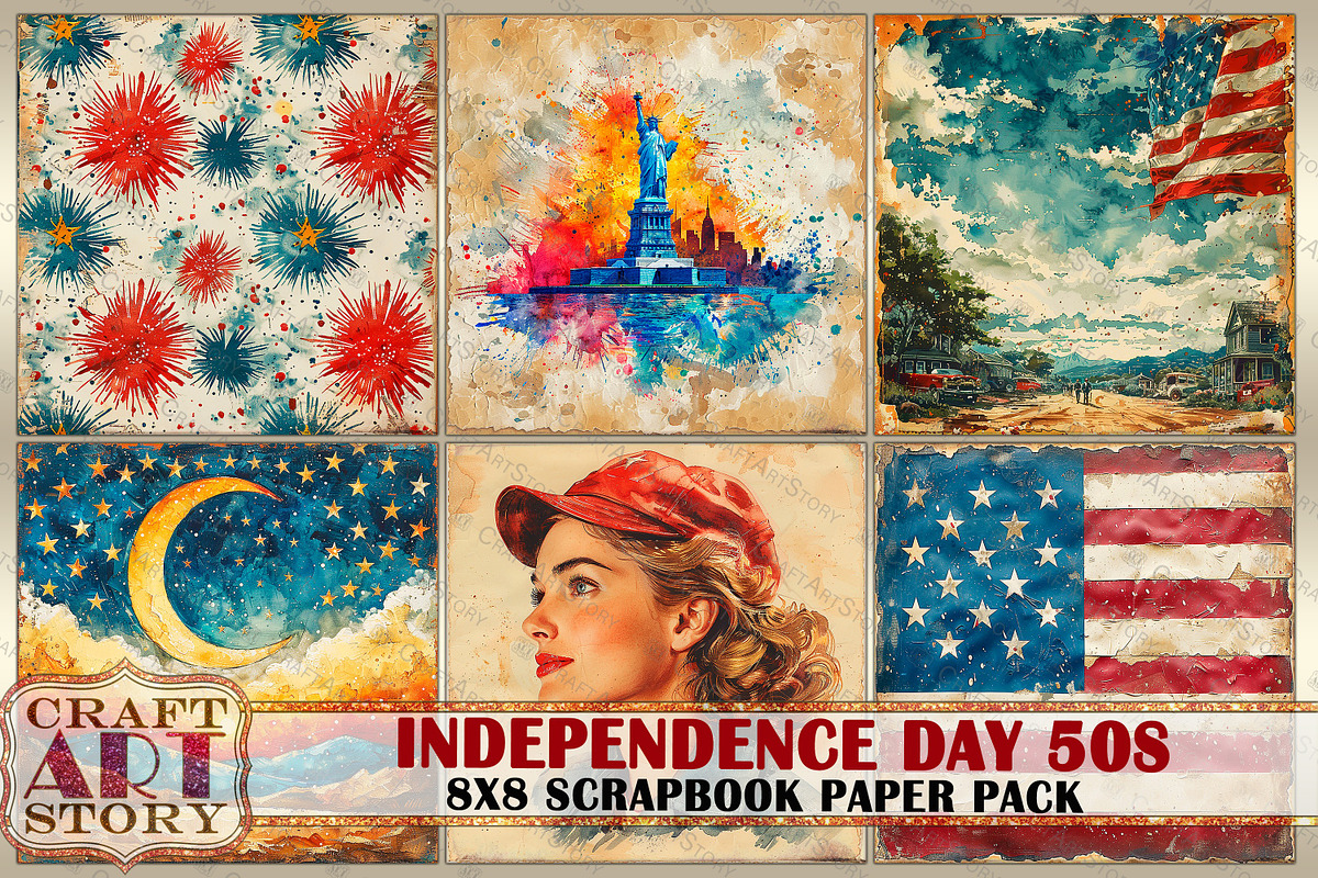 Retro Independence Day 50s journal, a Person Illustration by CraftArtStory (Photo 2 of 7)