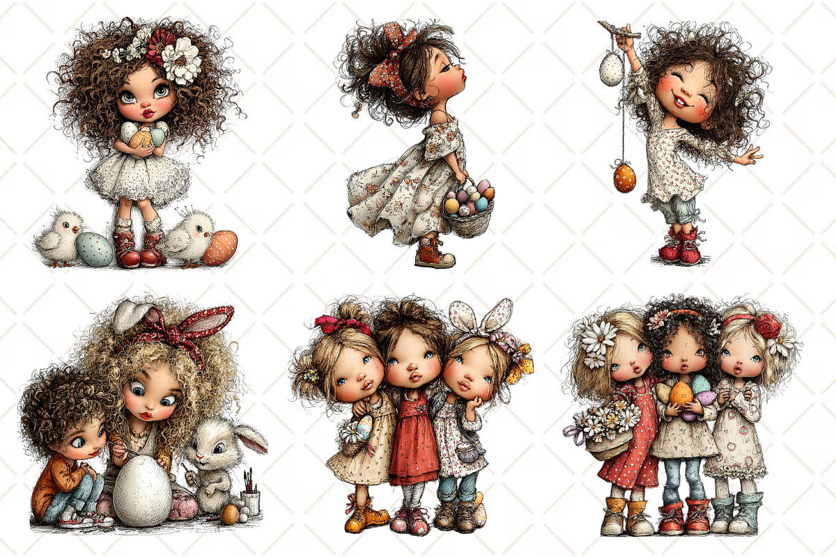 Whimsical Easter Girl Clipart, an Illustration by Black Bird Studio (Photo 6 of 6)