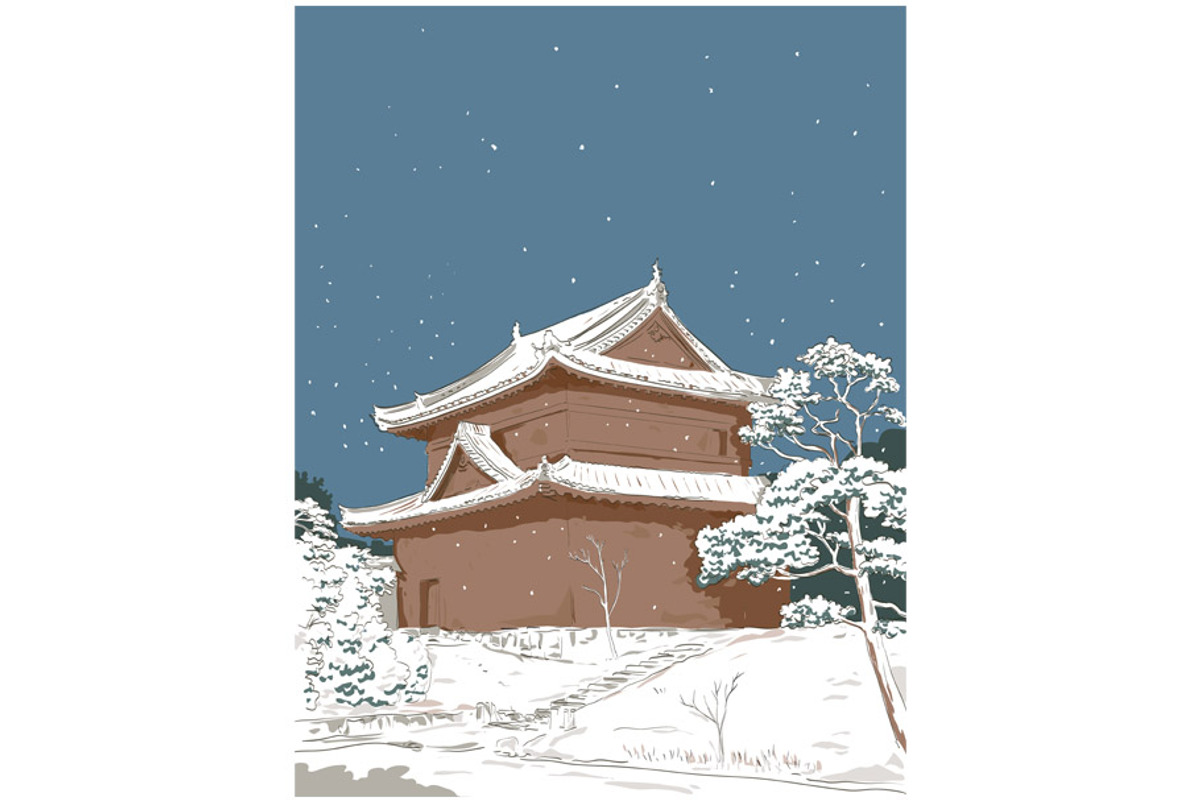 Motorikyu Nijo Castle Kyoto Ukiyo-e, an Illustration by patrimonio