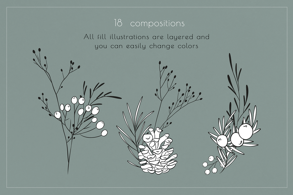 Winter line drawing collection, an Illustration by Anna.Klets (Photo 6 of 12)