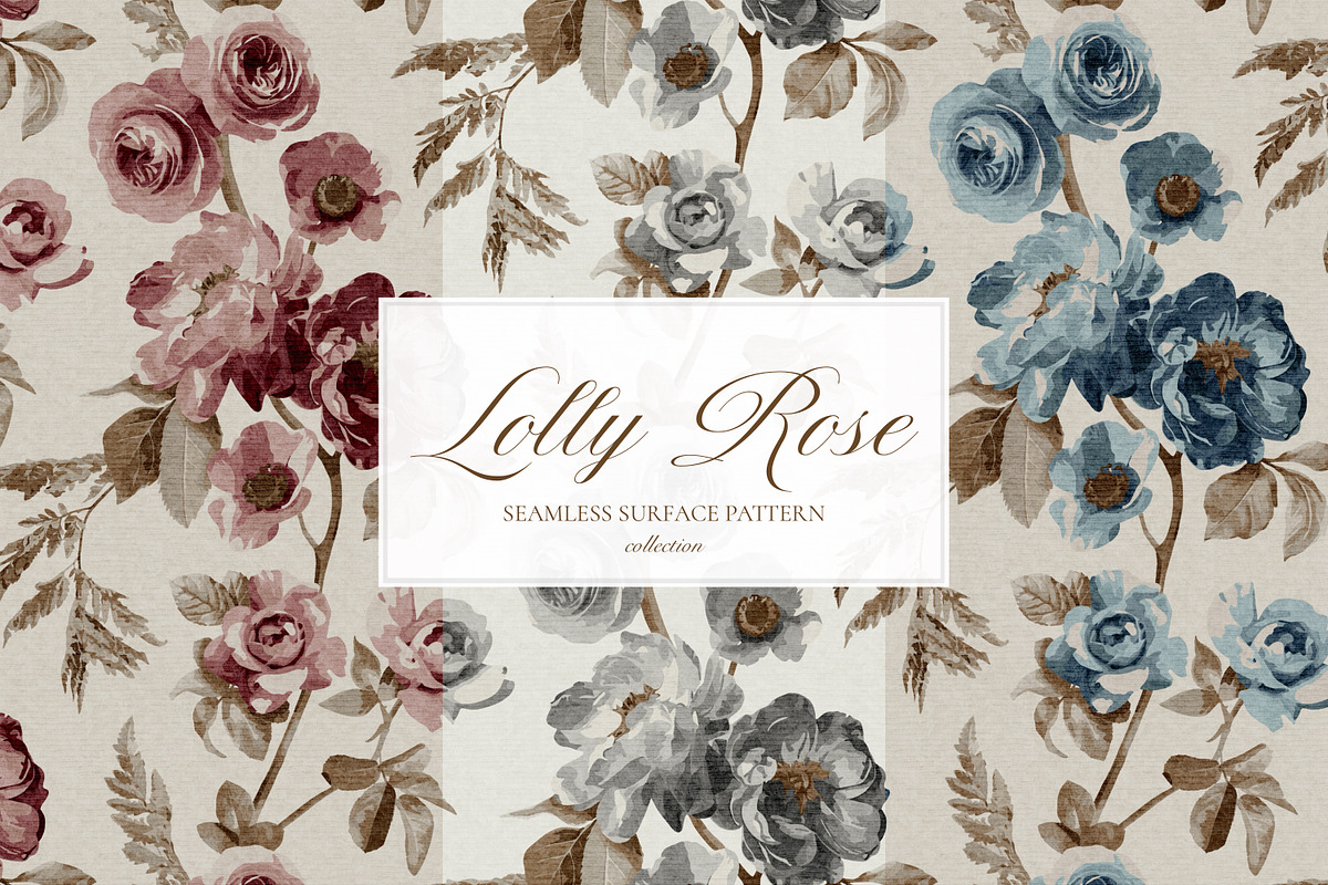 Vintage Peony Rose Pattern Bundle, a Pattern Graphic by Eclectic Anthology (Photo 1 of 13)