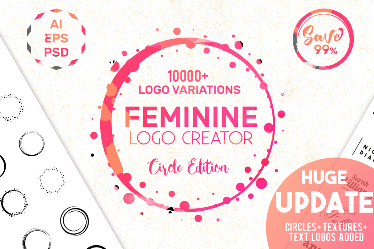 Feminine Logo Creator Kit - Circle, a Branding & Logo Template by Pulp Creative Studios (Photo 1 of 10)