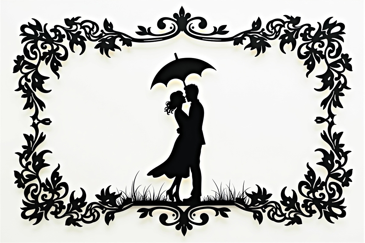 Romantic Couple Holding Umbrella, an Illustration by Amazin_art (Photo 19 of 21)